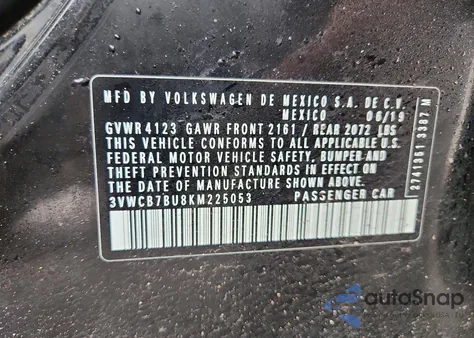 2019 Volkswagen Jetta S from USA, damaged, VIN 3VWCB7BU8KM225053